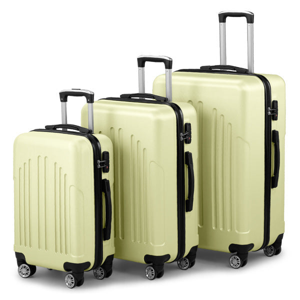 curved vertical pattern three in one ABS&PC luggage