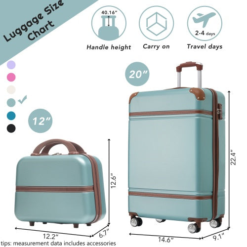 2 piece lightweight suitcase set with cosmetic case