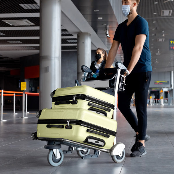 curved vertical pattern three in one ABS and PC luggage