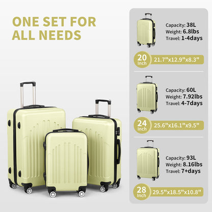 curved vertical pattern three in one ABS&PC luggage