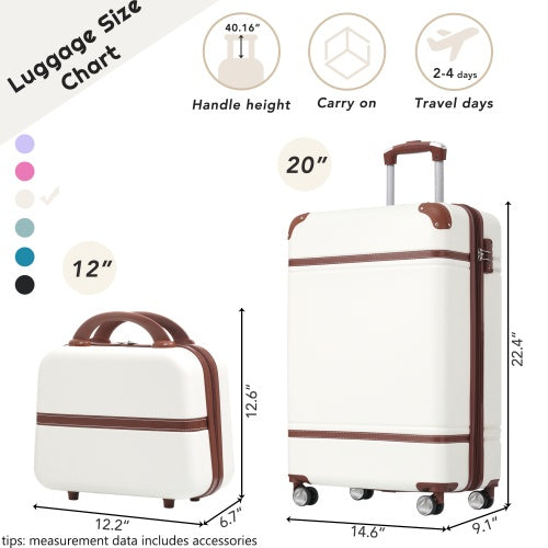 2 piece lightweight suitcase set with cosmetic case