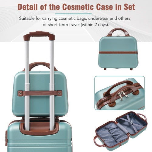 2 piece lightweight suitcase set with cosmetic case