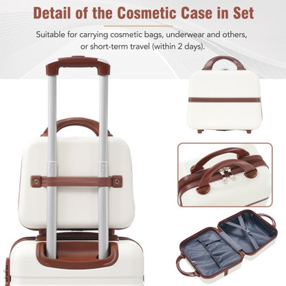 2 piece lightweight suitcase set with cosmetic case