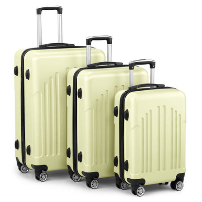 curved vertical pattern three in one ABS and PC luggage