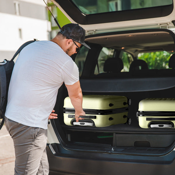 curved vertical pattern three in one ABS and PC luggage